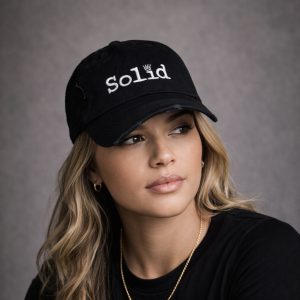 Solid Black/White Adjustable Unisex Cap