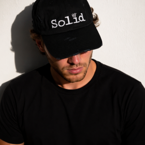 Solid Black/White Adjustable Unisex Cap