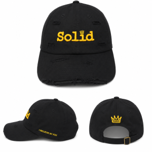 Solid Black/Gold Adjustable Unisex Cap