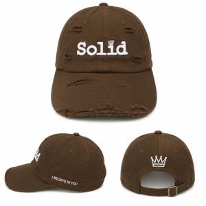 Solid Brown/White Adjustable Unisex Cap