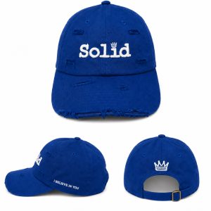 Solid Blue/White Adjustable Unisex Cap